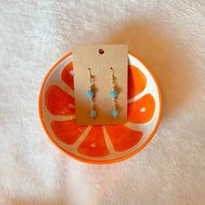 Turquoise Beaded Dangle Earrings Handmade